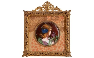 HAND PAINTED FRENCH ENAMEL PLAQUE