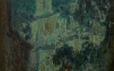 HENRI LE SIDANER (1862-1939), La rue au clair de lune, Villefranche-sur-Mer