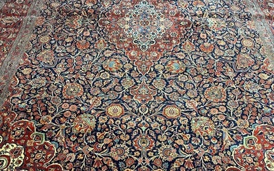 Hand Knotted Persian Kashan Rug 4.3x8 ft