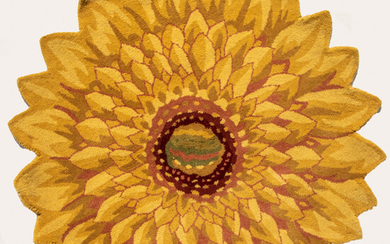 Hand Tufted Indo Marigold Flower Design Wool Rug
