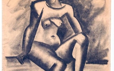 Hans Burkhardt (1904-1994) Signed Charcoal on Paper, Nude 1939