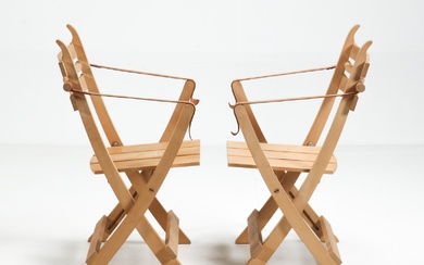 Hans J. Wegner. Pair of rare folding chairs, model PP90 (2)