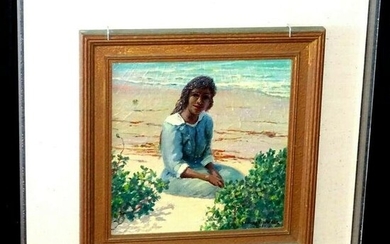 Hawaii Oil Painting Young Girl D. Howard Hitchcock