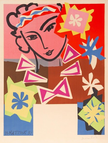 Henri Matisse (nach). Madame Pompadour au Pavillon de Marsan. 1951. Farblithographie. Plakat vor der Schrift. Von Mourlot signiert.