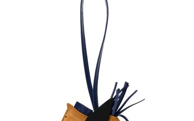 Hermes Milo Lambskin Grigri Rodeo Pegase Horse Bag Charm PM Sesame Black Bleu Saphir