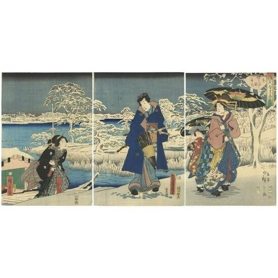 Hiroshige II, Toyokuni III, The Tale of Genji, Winter