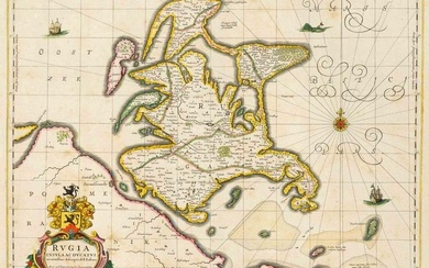 Historical map of RÃ¼gen, 17th c., ''Rugia Insula ac Ducatus accuratissime descripta ab E. Lubino''