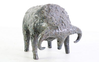 Iris Galbraith studio pottery figure of a buffalo (signed to base H18cm L20cm)