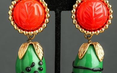 Isabel Canovas Gold-Tone & Enamel Fruit Earrings