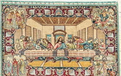 Istanbul silk signed Turkey, #'The Last Supper#'