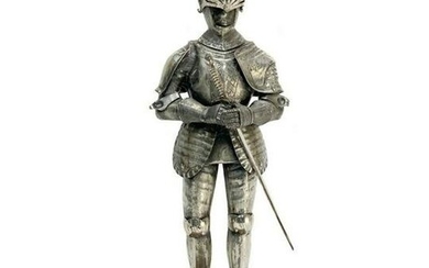 Italian 800 Silver Figure Armored Knight with Sword