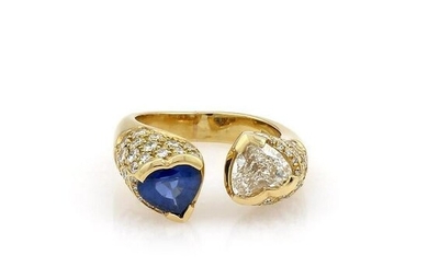 Italian Heart Shape Diamond & Sapphire Moi et Toi