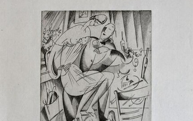 J.E.LABOUREUR Hand Signed Engraving Cubism French 1916