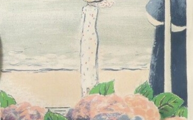 J.Pierre CASSIGNEUL (1935-). "Deauville aux hortensias" ,Lithographie originale. 43/150ex. 47 x 31cm à vue.