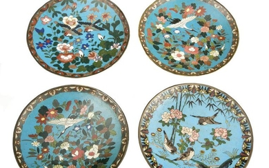 Japanese Meiji Period Cloisonné Enamel Plates