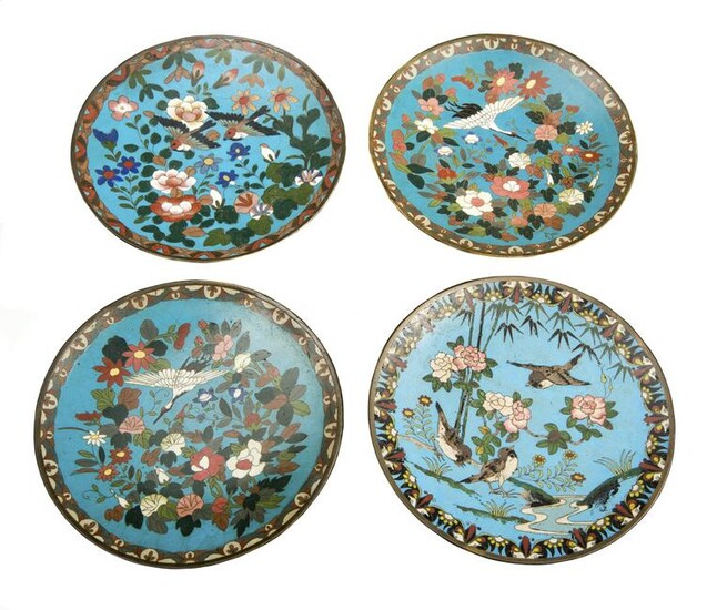 Japanese Meiji Period Cloisonné Enamel Plates