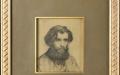 Jean-Paul LAURENS (1838-1921) Portrait d'homme Fusain Signé et daté 1866 en haut à gauche 22...