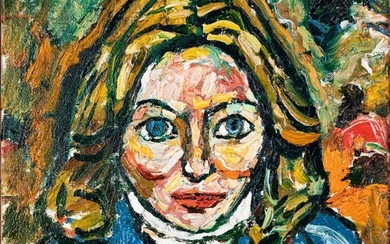John Bratby RA, British 1928-1992 - Portrait of a Woman; oil on canvas, signed upper left 'J Bratby', 40.5 x 35.5 cm (ARR)