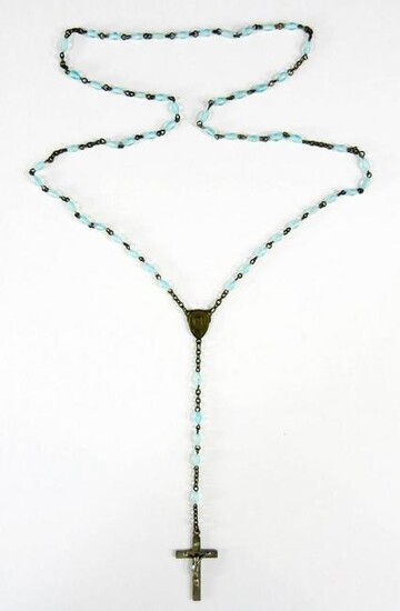 John F. Kennedy, Jr. Pale Blue Rosary Given to the