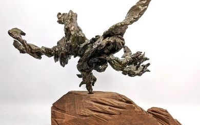 Jonathan Hertzel Abstract Bronze Sculpture Mounted on W