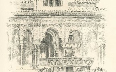 Joseph Pennell original lithograph "Alhambra" 1896