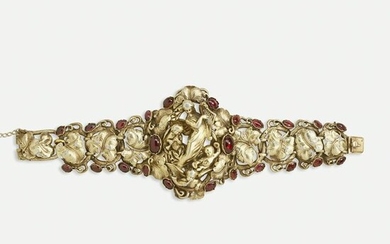 Jules Wiese, Antique silver gilt, gold, garnet bracelet