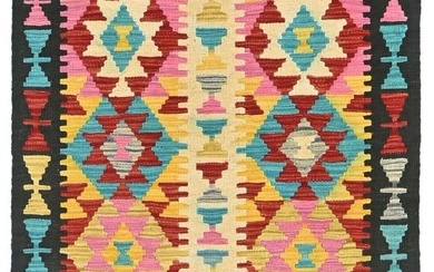 Kilim Oriental Rug Multicolored Geometric 3X5 Reversible Small Bedroom Carpet