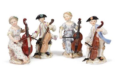 LOT COMPRISING 4 FIGURES PLAYING THE CELLO