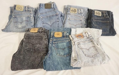 LOT OF 7 PAIRS OF VINTAGE LEVIS SILVER TAB JEANS