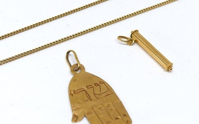 LOT in yellow gold, pendant and broken chain. Weight 6,6 g