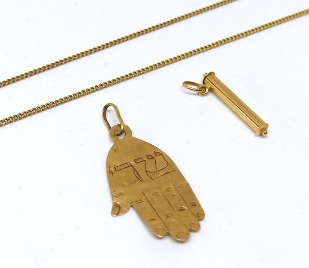 LOT in yellow gold, pendant and broken chain. Weight 6,6 g