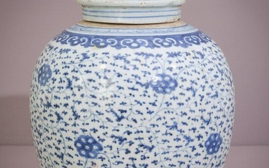 Large 18th Century Blue and White Ginger Jar
