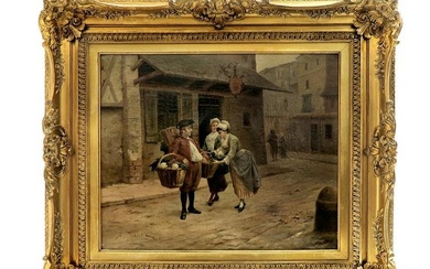 Large 19th C. Framed Oil in Canvas Signed