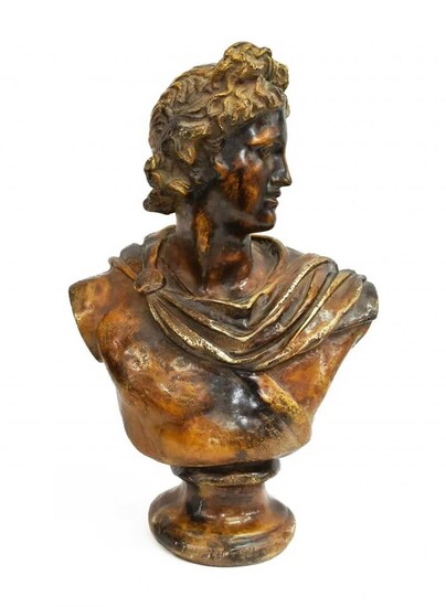 Large Classical Apollo Belvedere Bust Sculpture, 2 ft.