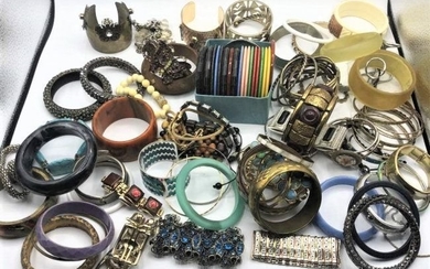Large Grouping Estate Costume Jewelry Bracelets.