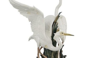 Large Lladro "Courting Cranes" Porcelain