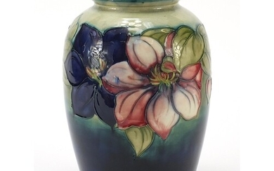 Large Moorcroft pottery vase hand painted with flowers, sign...