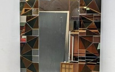 Large Multicolor Wall Mirror with Angled Patterns.