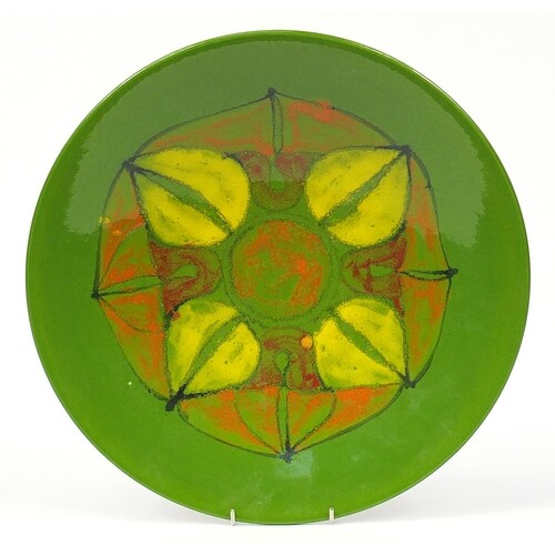 Large Poole Pottery Delphis charger, 41.5cm in diameter