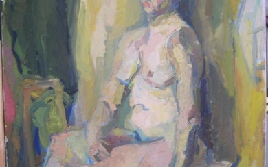 Large Yvette Eckman oil on canvas ?seated female nude?...