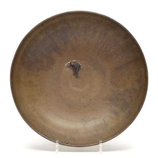 Large stoneware bowl decorated with bronze glaze, design & execution...