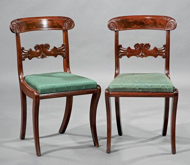 Late Classical Carved Mahogany Side Chairs