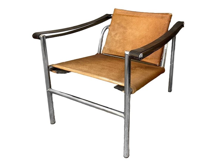 Le Corbusier per Cassina, Model LC3, Chair with chromed metal tubular structure
