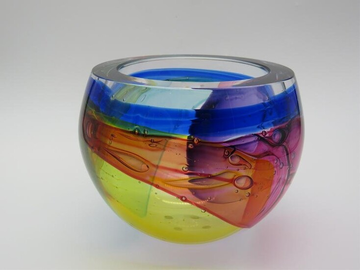 Leon Applebaum Lava Art Glass Bowl