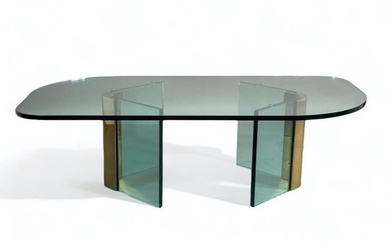 Leon Rosen for Pace Collection Glass and Brass Coffee Table