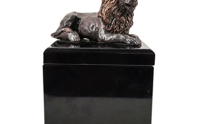 Limited Edition Yaacov Heller Silver Overlay Lion & Lucite Ice Bucket