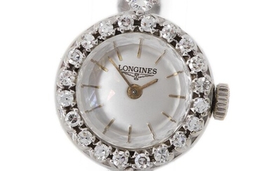 SOLD. Longines: A lady's wristwatch of 18k white gold with diamonds. Mechanical movement with manual winding, cal. 320. 1960s. – Bruun Rasmussen Auctioneers of Fine Art