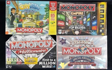Lot of 4 Unopened Monopoly Games by Hasbro