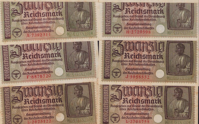 Lot of paper money: Germany 20 Reichsmark 1940-1945 (27)