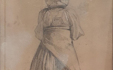 Louis Emile ADAM (1839-1937) : Femme de dos agenouillée Mine de plomb sur papier signé...